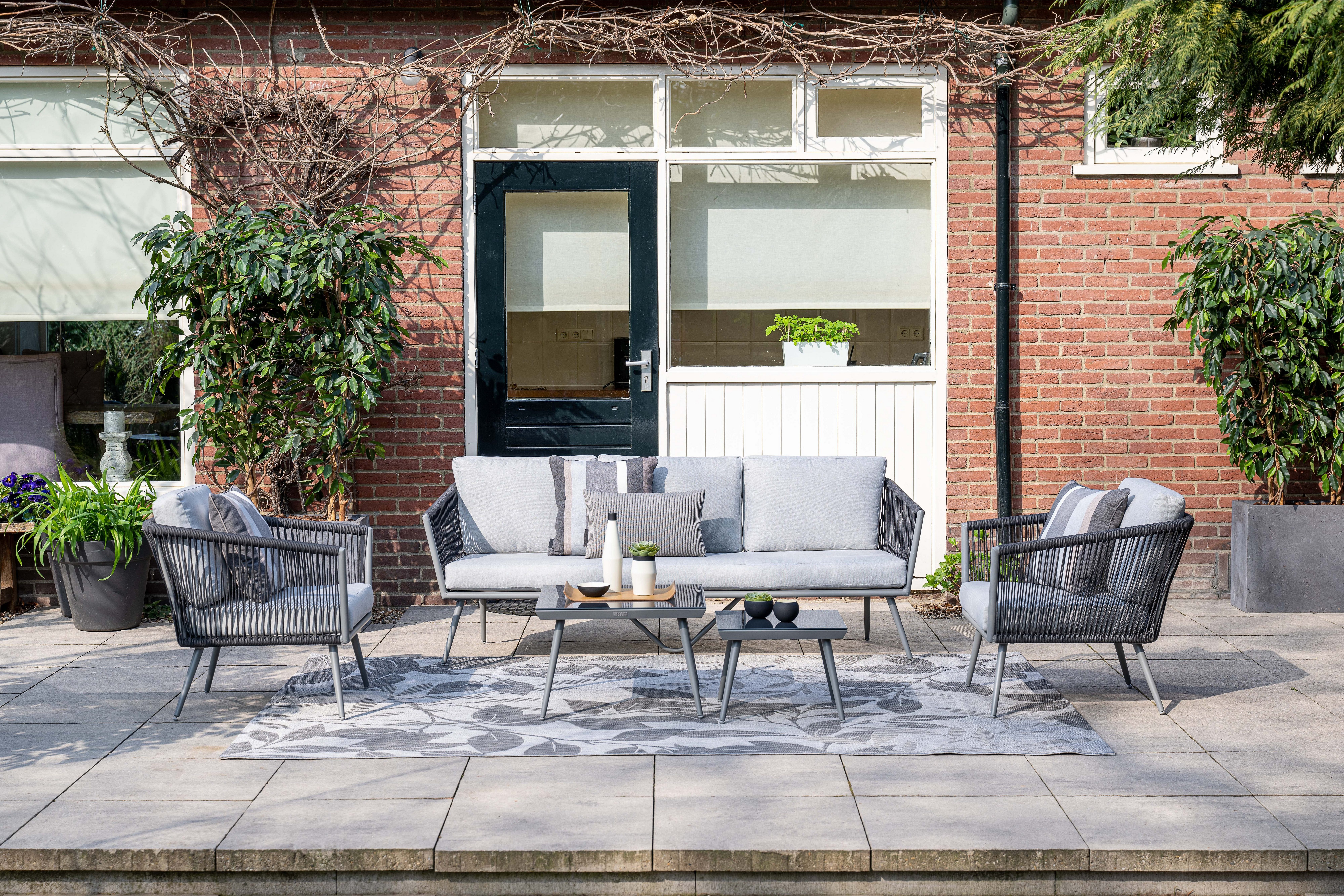 Garden Impressions Gartenlounge-Set Canberra anthrazit, Aluminium, Gartenmöbelset, Outdoor, Rope, inkl. Auflagen