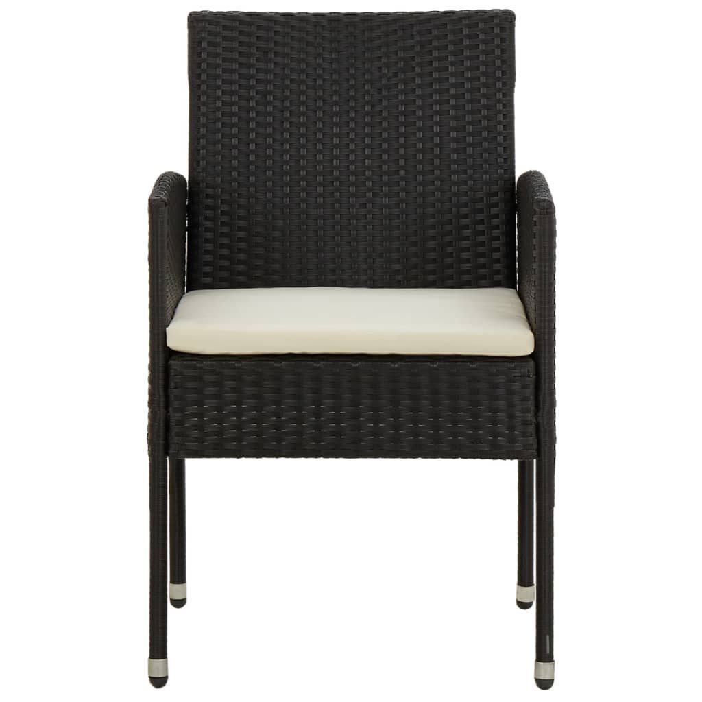 vidaXL Garten-Essgruppe 7-tlg. Garten-Essgruppe Poly Rattan Schwarz, (7-tlg)