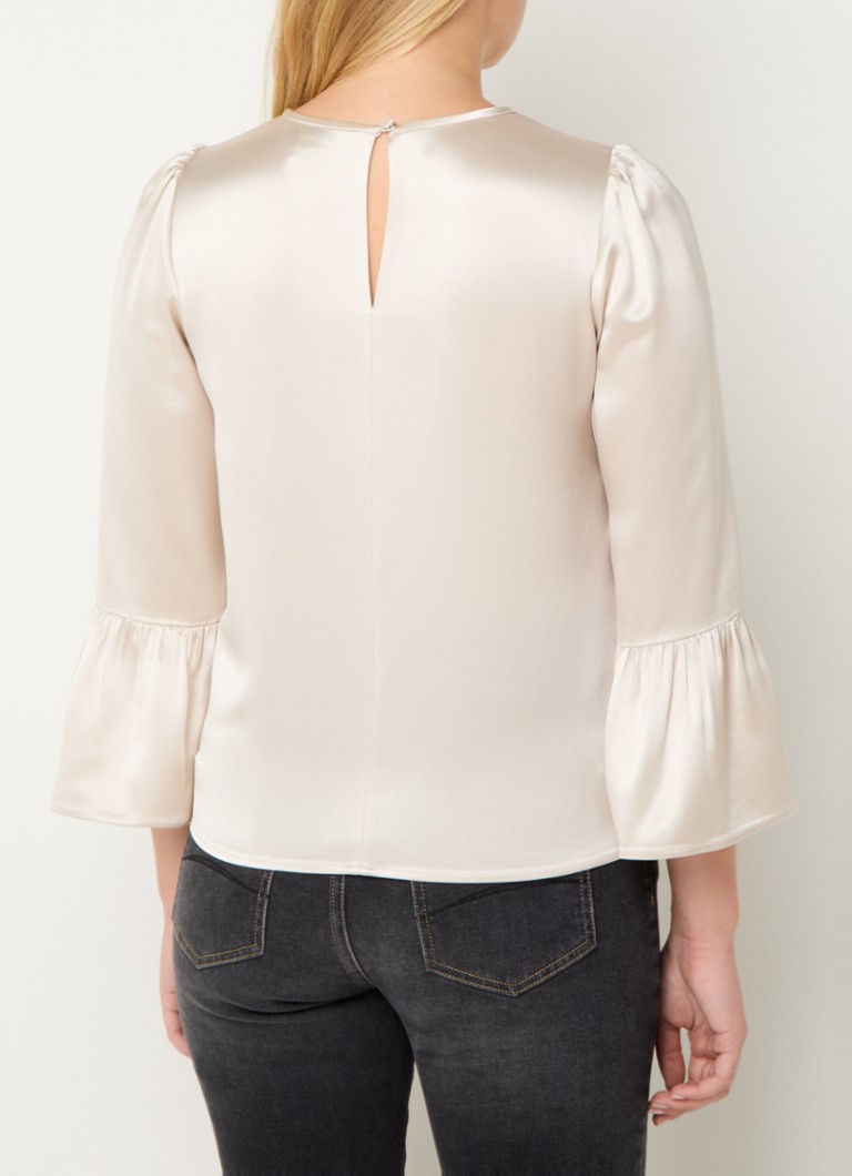 LKBennett Agnes satin tunic with trumpet sleeves