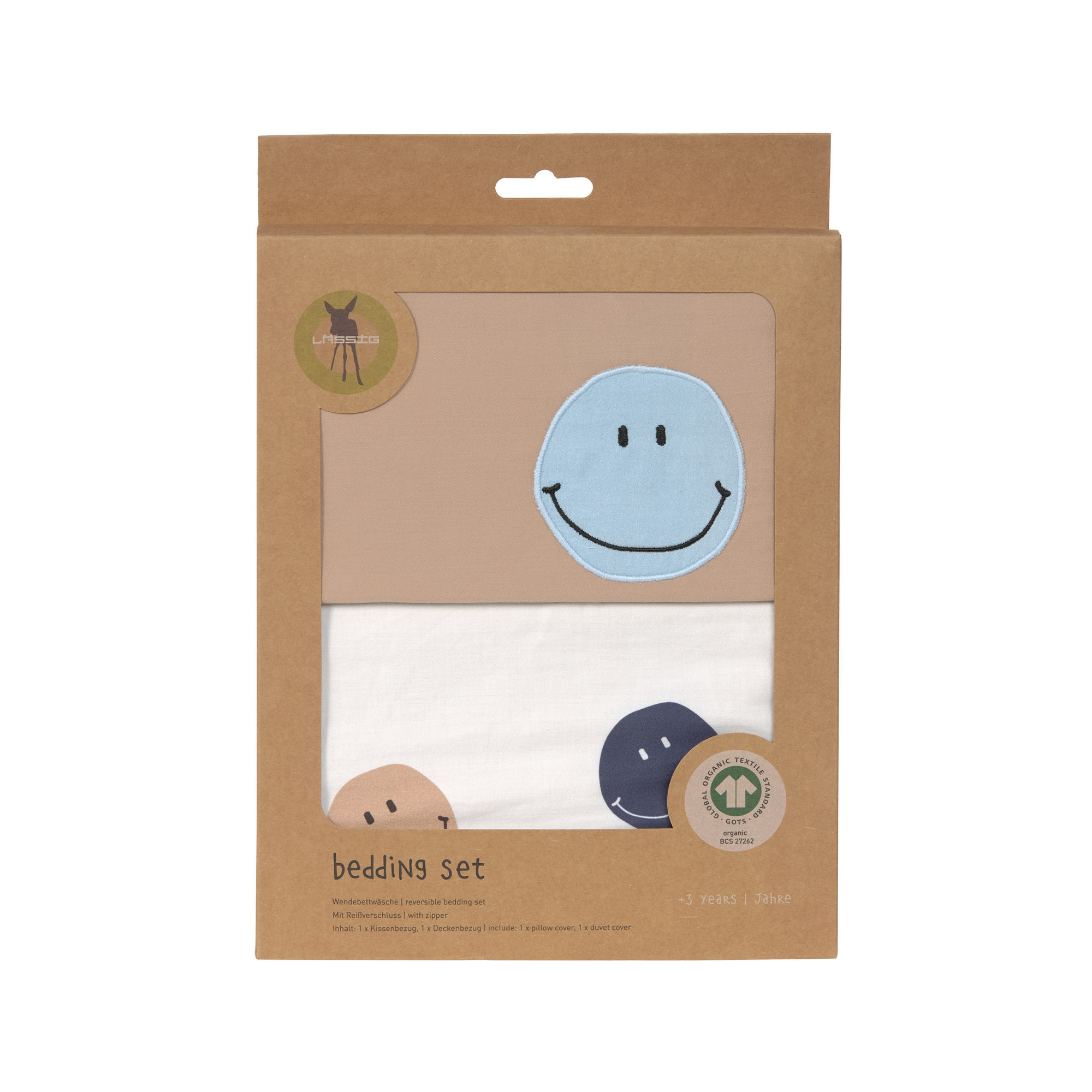 Bettwäsche Set Kinder - Bio Baumwolle, Smile, Braun Milky