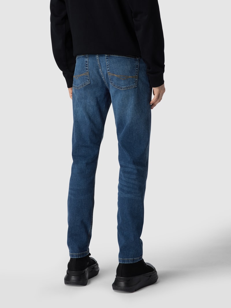 Straight Fit Jeans mit Brand-Detail in dunkelblau meliert