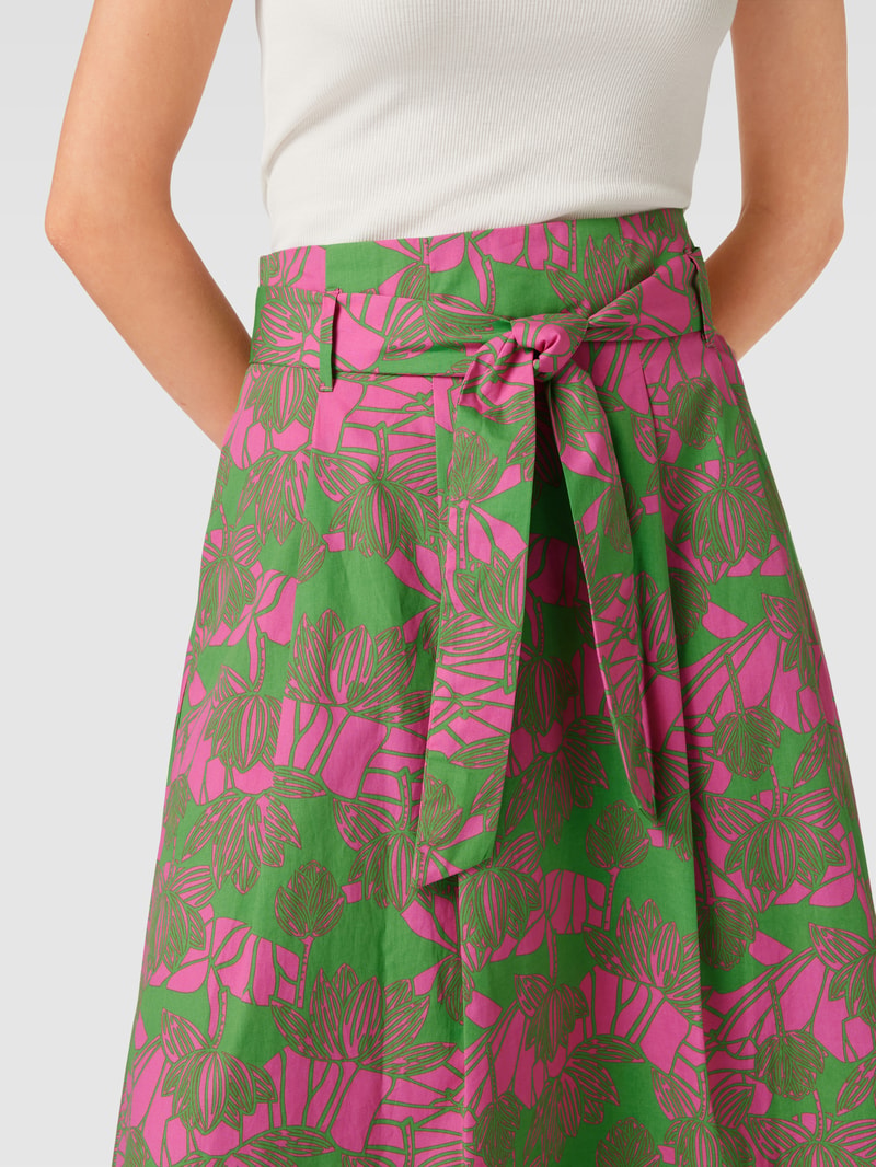 Midirock mit Allover-Print in pink