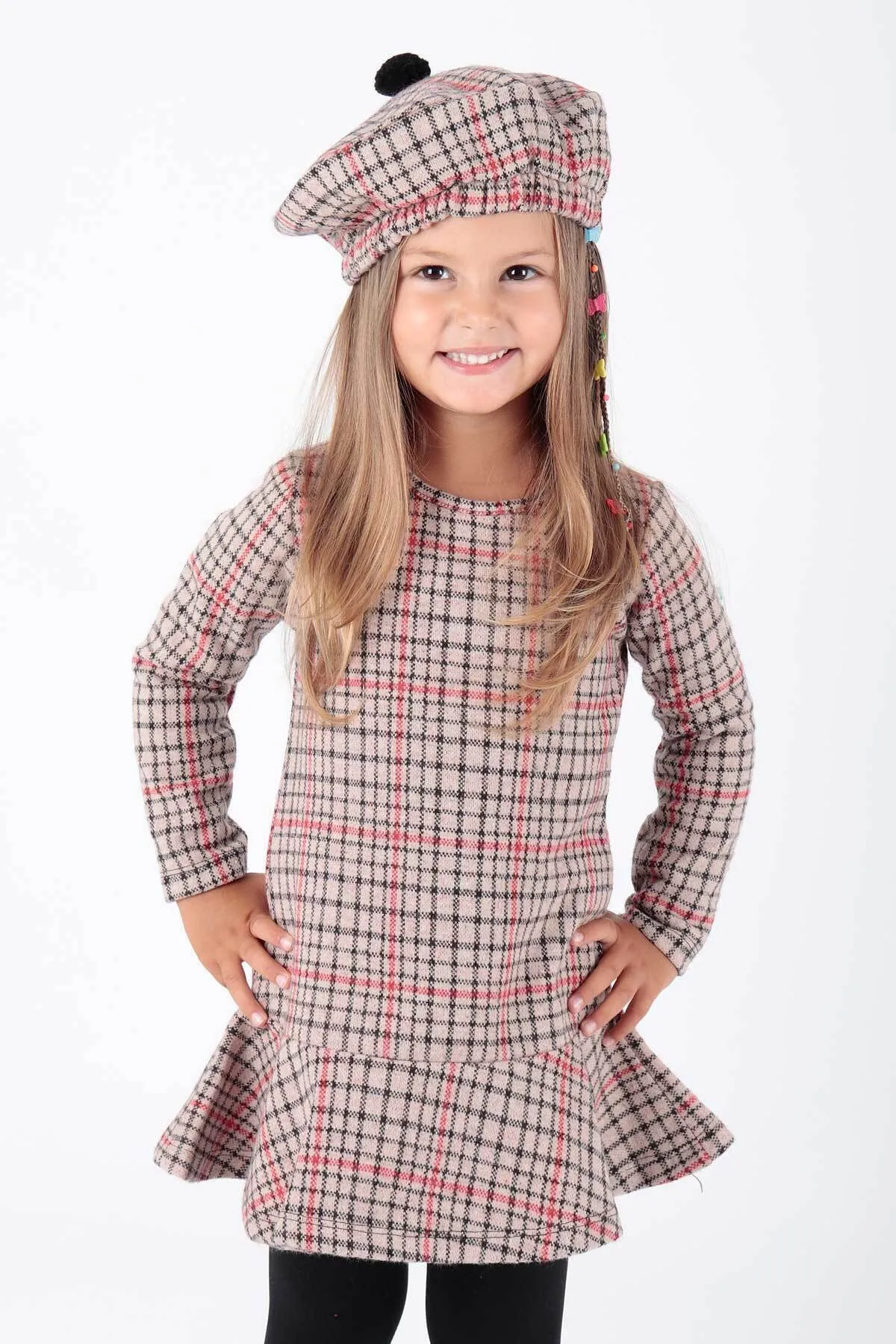 AHENGİM  Trendkleid mit Hut und Volant für Mädchen Ak2200