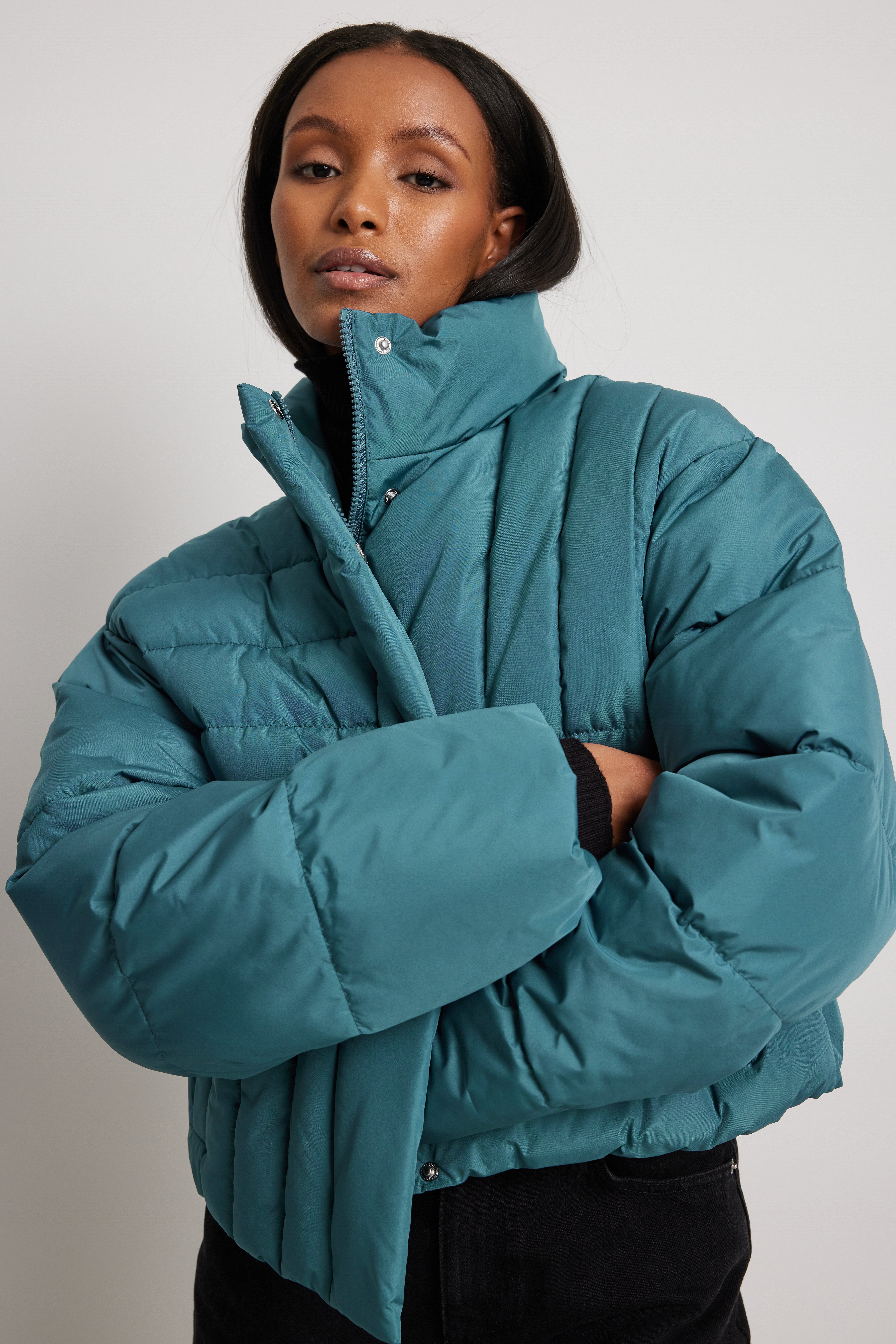 Wattierte Jacke mit Steppdetails