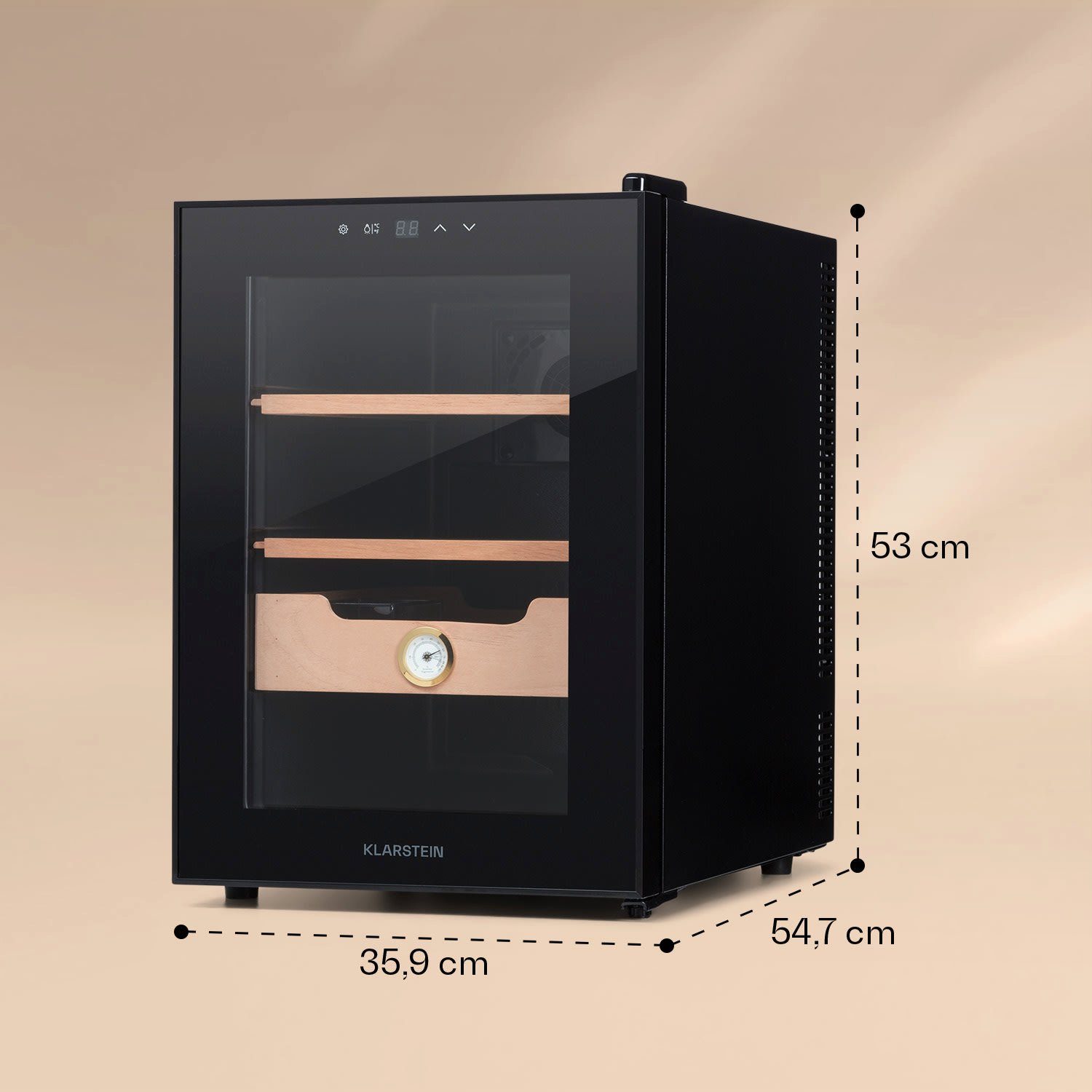 Klarstein Humidor HEA-Presidente40-Blk, Humidor Zigarre Humidor Befeuchter elektrisch Humidor Schrank