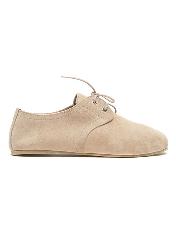 Comfortfusse Leder-Schnürschuhe in Beige günstig kaufen