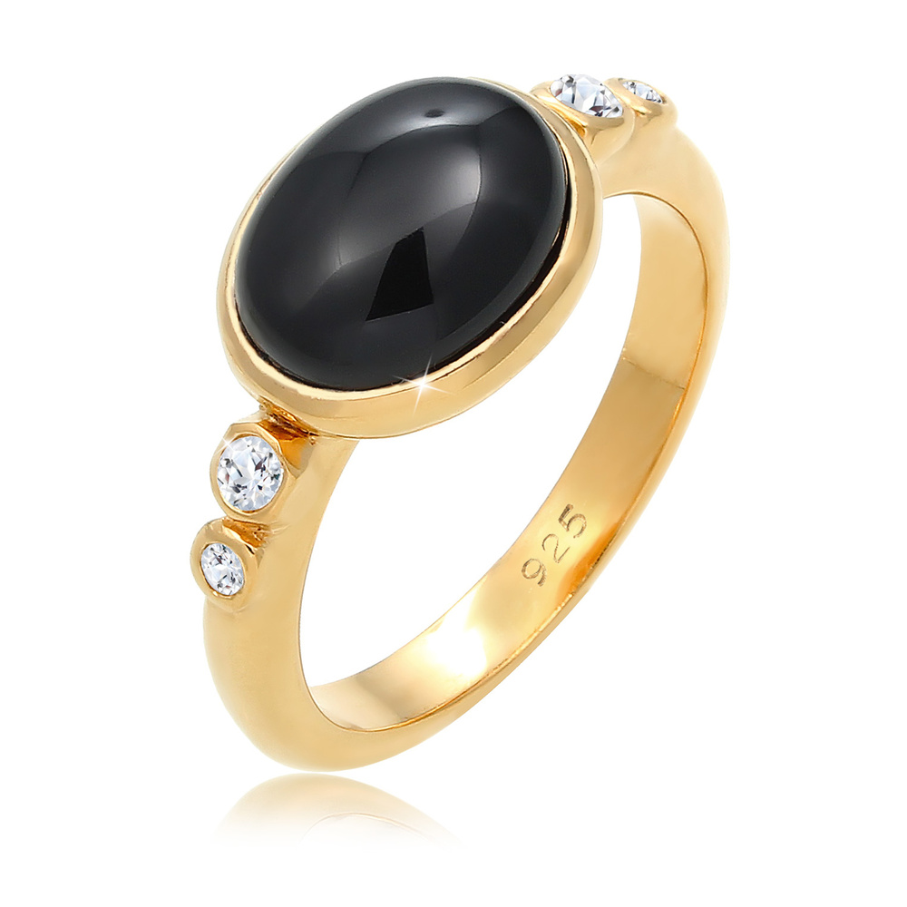 Elli PREMIUM Elli PREMIUM Bague Onyx Noir Bague Femme - (925/1000) Argent Bague