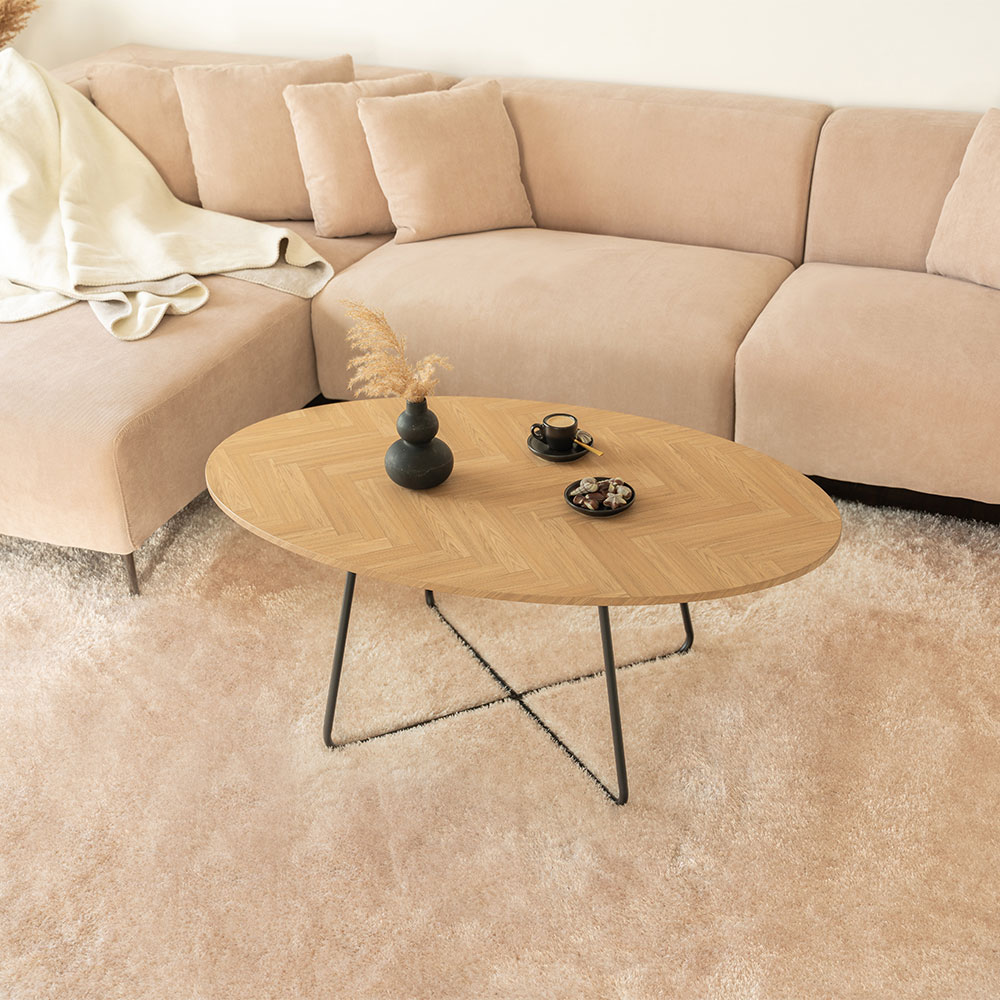 Home Deluxe HOME DELUXE Couchtisch Oval NOVARIS -  Fishbone Oak