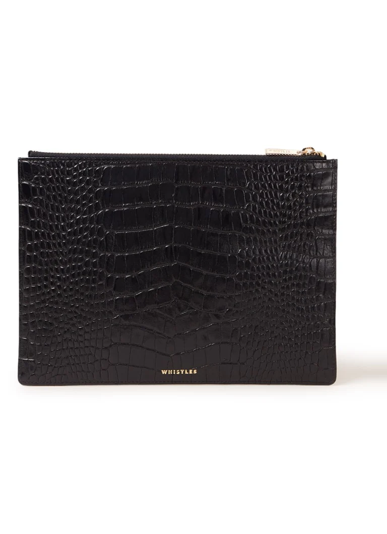 Whistles Shiny Croc Medium leather clutch
