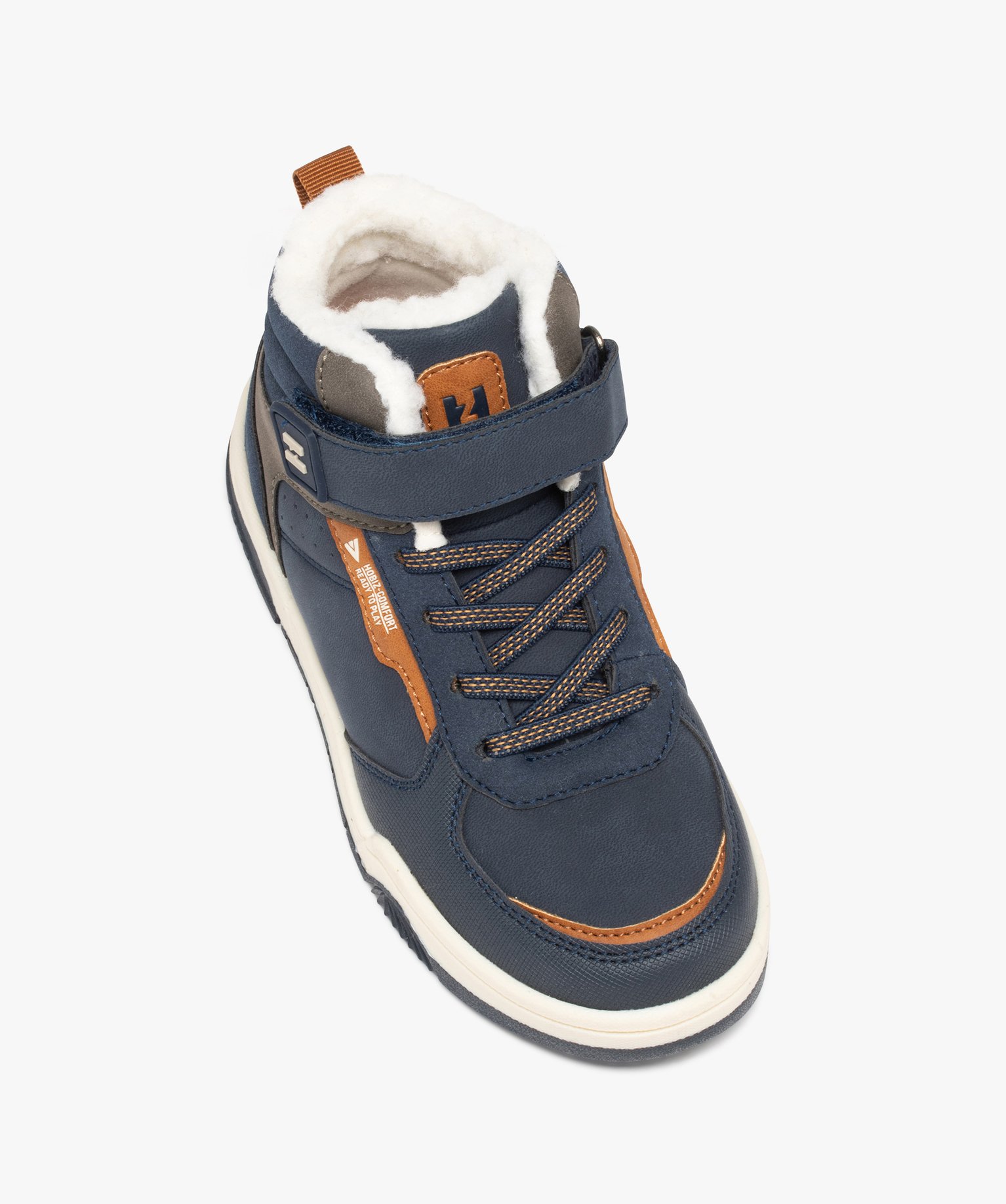 Boots Garçon fourrées sherpa à scratch - Hobiz marine | GEMO