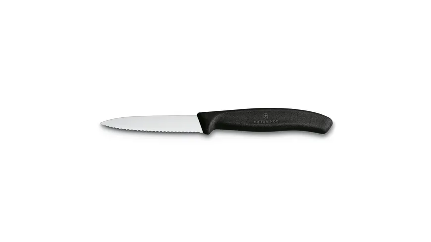 VICTORINOX Gemüsemesser SwissClassic Mittelspitz Wellenschliff 8cm schwarz
