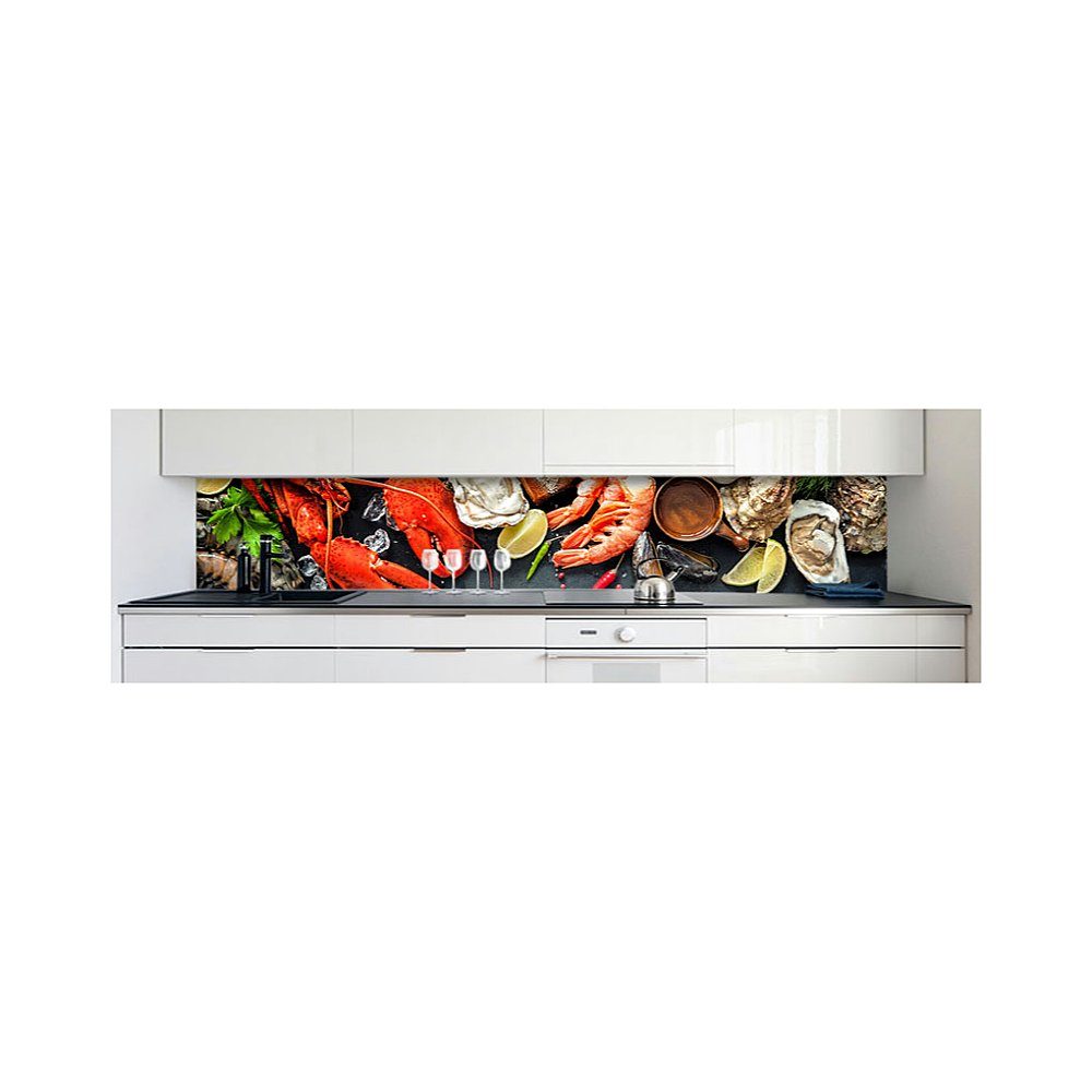 DRUCK-EXPERT Küchenrückwand Küchenrückwand Seafood Premium Hart-PVC 0,4 mm selbstklebend