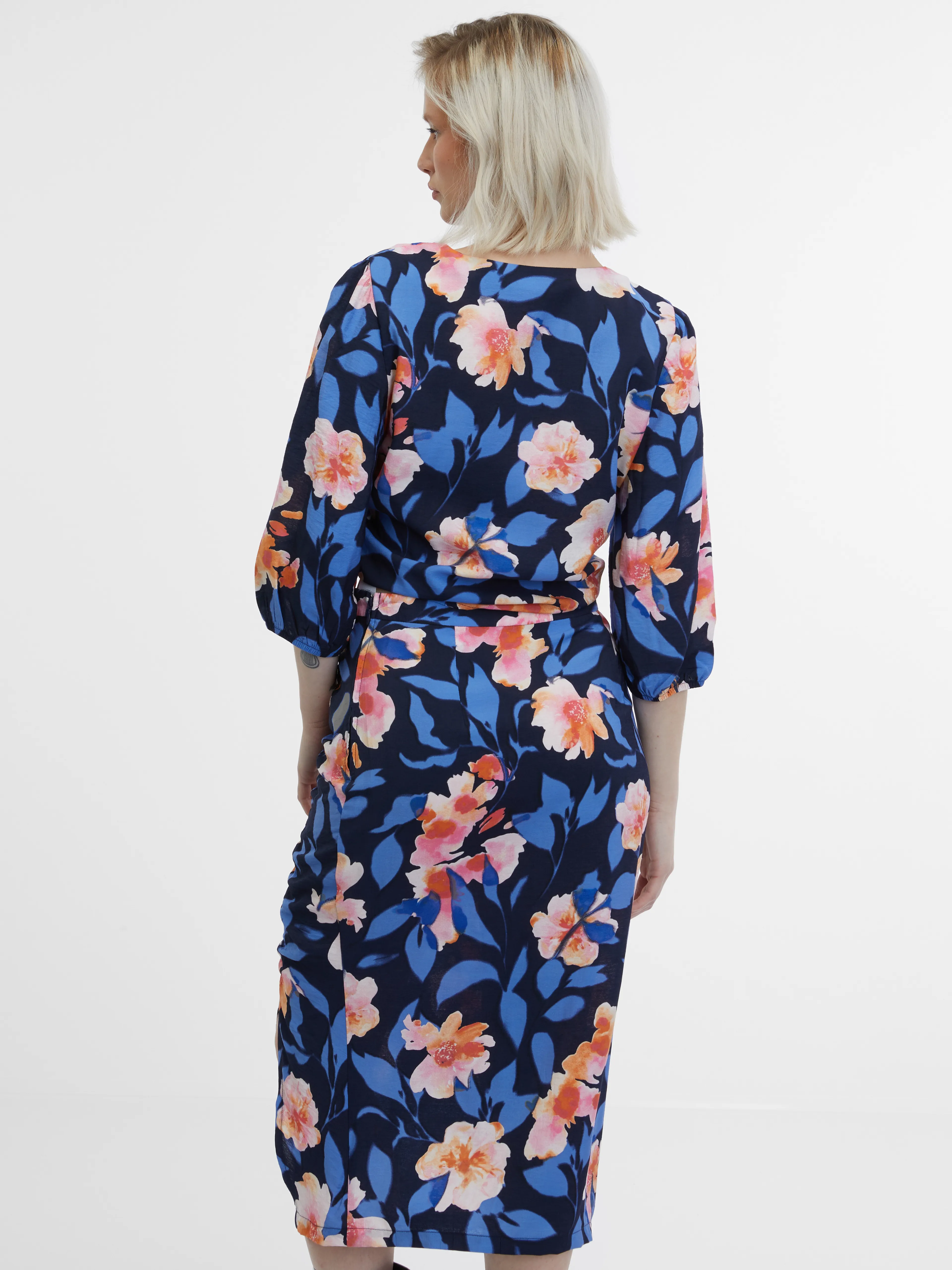 Dunkelblaue Bluse mit Blumenmuster ORSAY