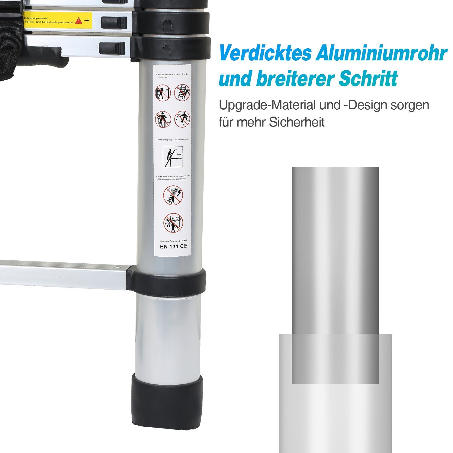 Gimisgu Teleskopleiter Teleskopleiter Alu 2.6m-5m Ausziehleiter Anlegeleiter