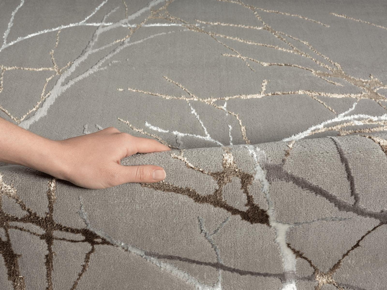Teppich TaraCarpet Designerteppich Florida Marmor, TaraCarpet, rechteckig, Höhe: 10 mm, moderner Palme creme Wohnzimmer Schlafzimmer Kinderzimmer 080x150 cm