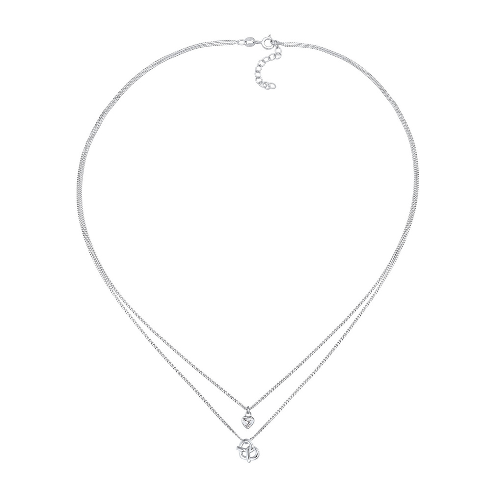 Elli Elli Collier Femmes couches cœur bretzel pendentif costumes avec zircon en argent collier