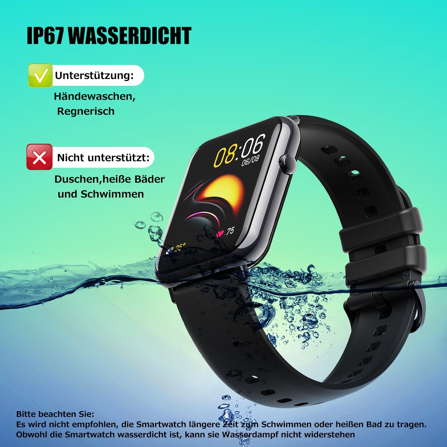 Mutoy Smartwatch, Smartwatch Damen Uhren Herren Fitnessuhr Smartwatch (1.69