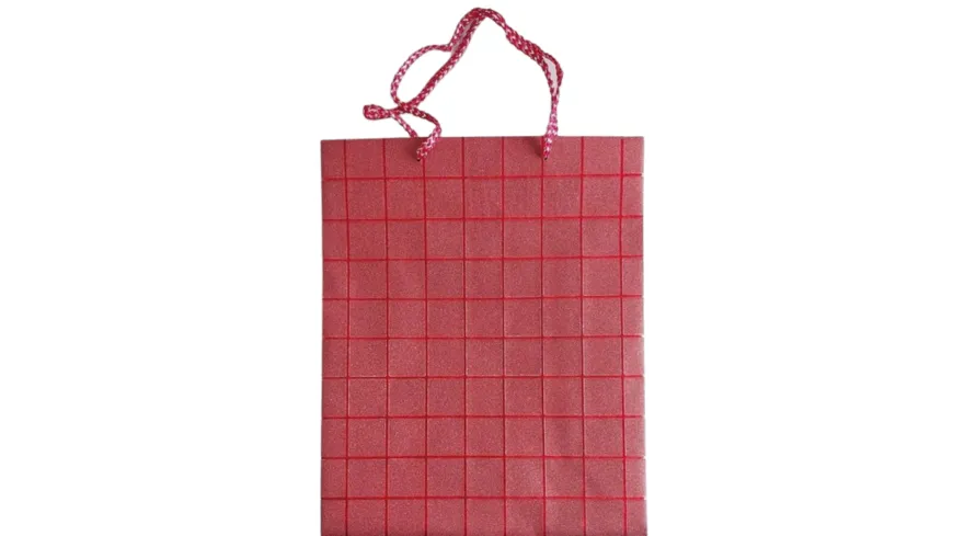 Geschenktüte gross Glitter rot kariert 32x 6x13cm