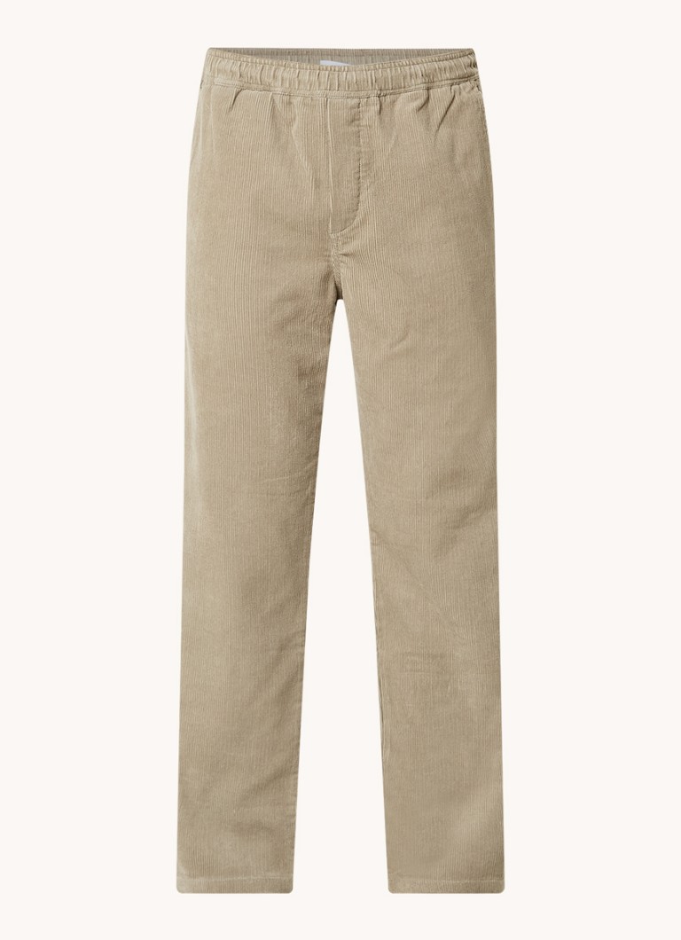 Pantaloni chino din catifea reiată Jabari, croială dreaptă, cu talie reglabilă cu șnur.
