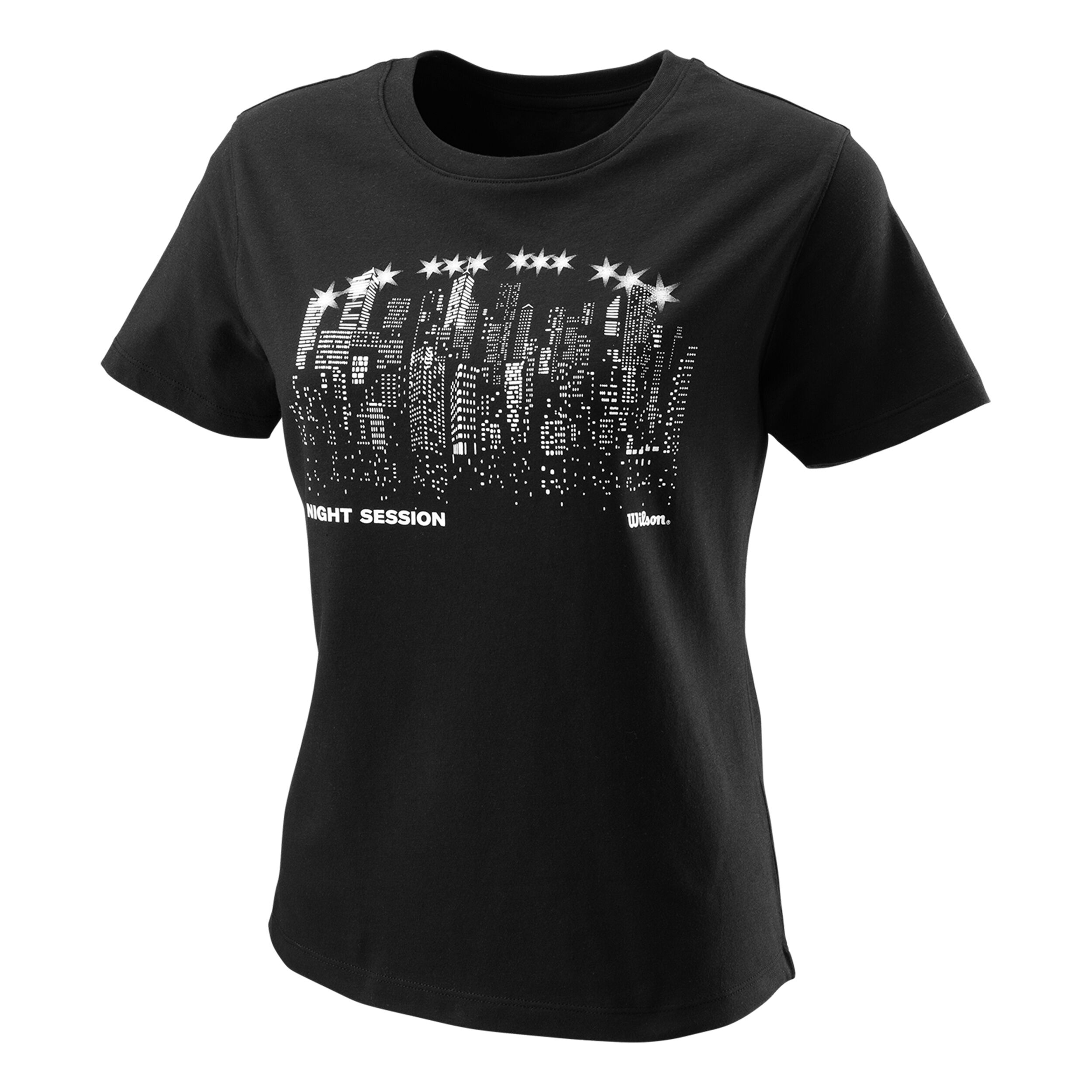 Night Skyline Tech T-Shirt Damen - Schwarz, Weiß