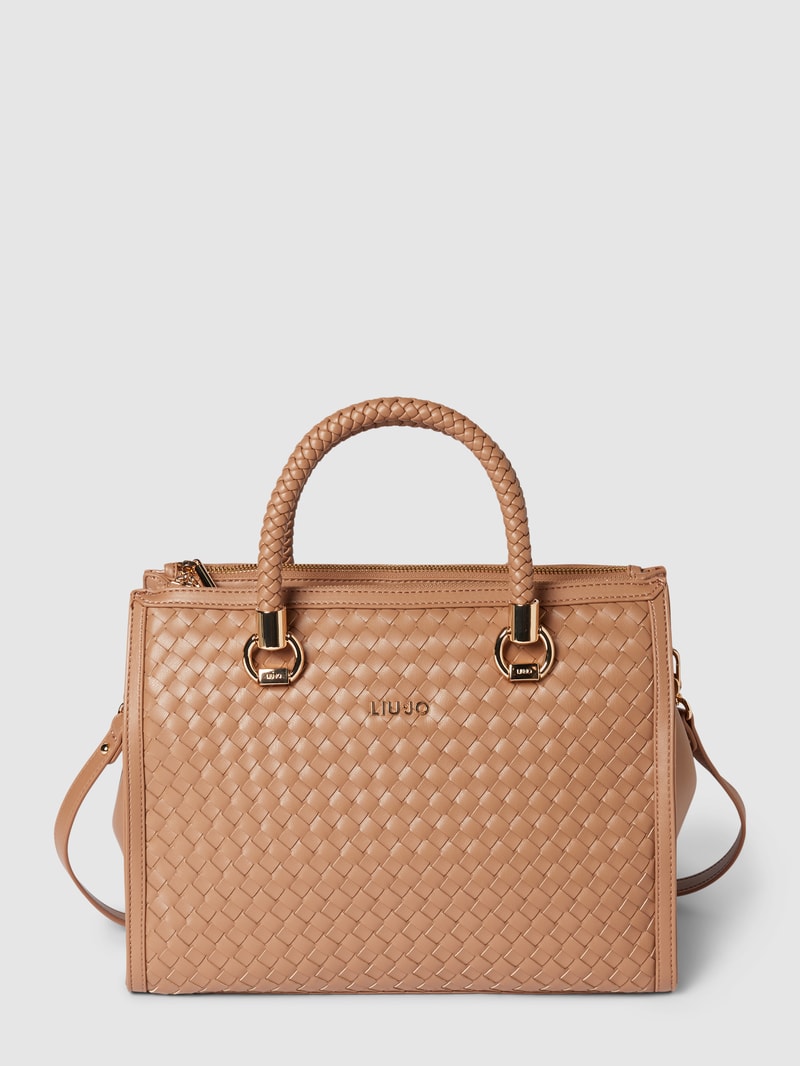 Handtasche in Flecht-Optik in camel