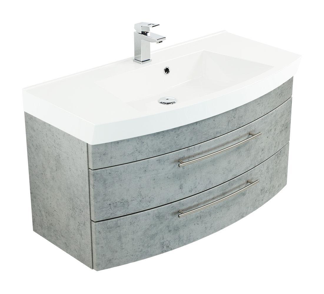 Posseik Badmöbel Luna 100 mit runder Front Beton