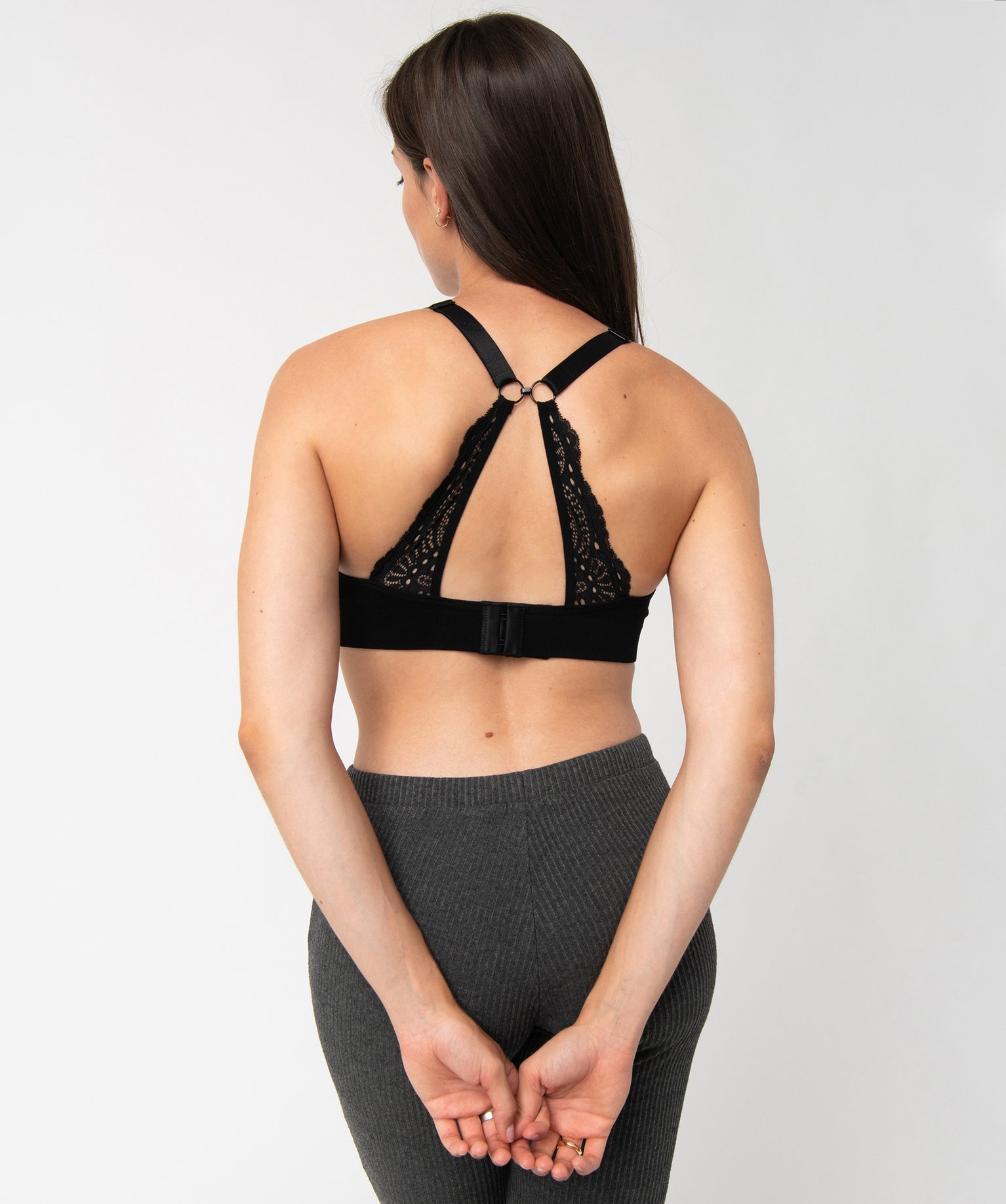 Soutien-gorge d’allaitement avec dos modulable en dentelle noir | GEMO