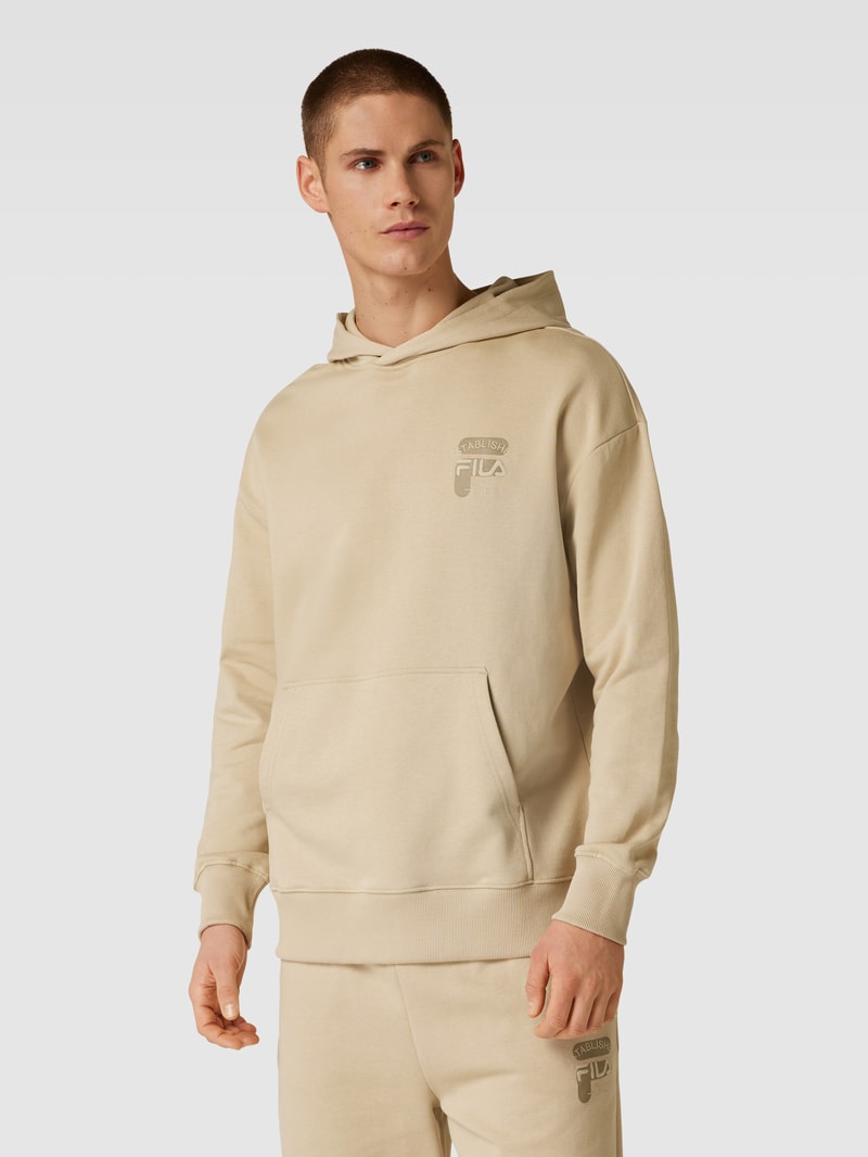 Oversized Hoodie mit Label-Stitching Modell 'BAAR' in beige