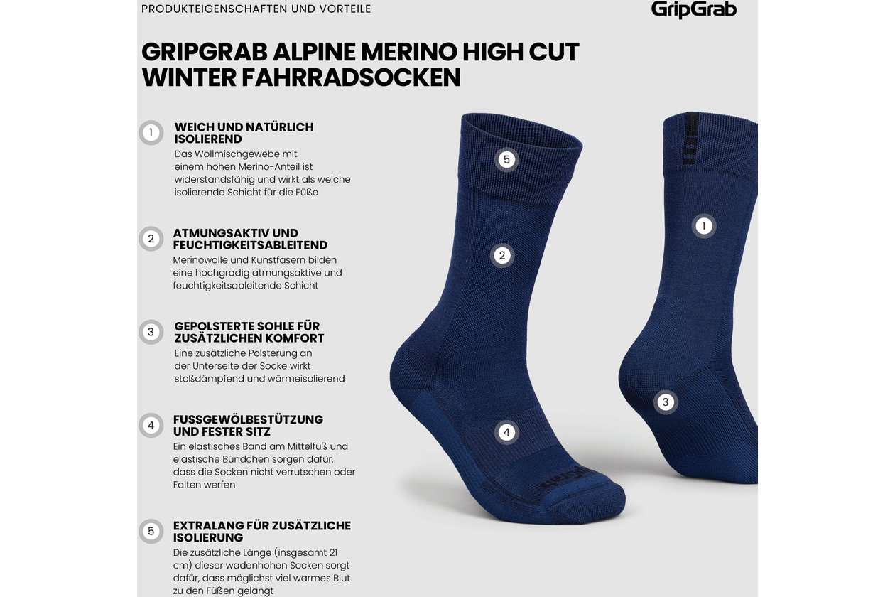 GRIPGRAB Alpine Merino High Cut Winter Socken - 2023