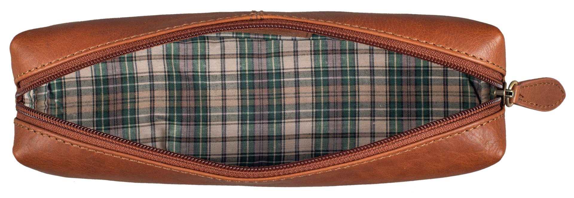 Benthill Pencilbag Echt Leder Federmappe Leder Vintage Federmäppchen Kosmetiktasche, Reißverschlussfach