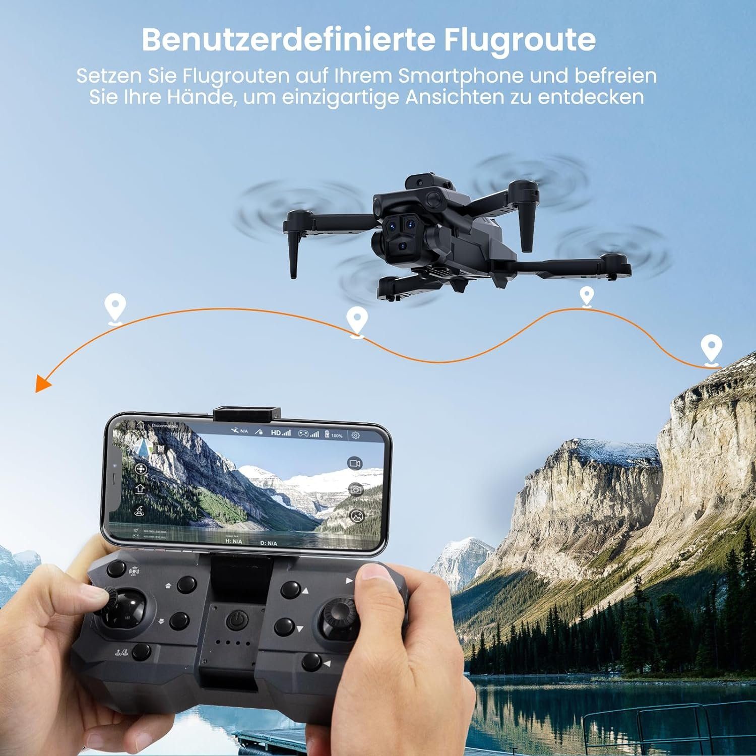 DIHOOM mit Kamera 4K, DIHOOM RC Drone Quadcopter mit FPV WiFi Übertragung Drohne (4K HD, mit 36 Mins Lange Flugzeit, Flip mode, Abflug/Landung mit einer Taste)