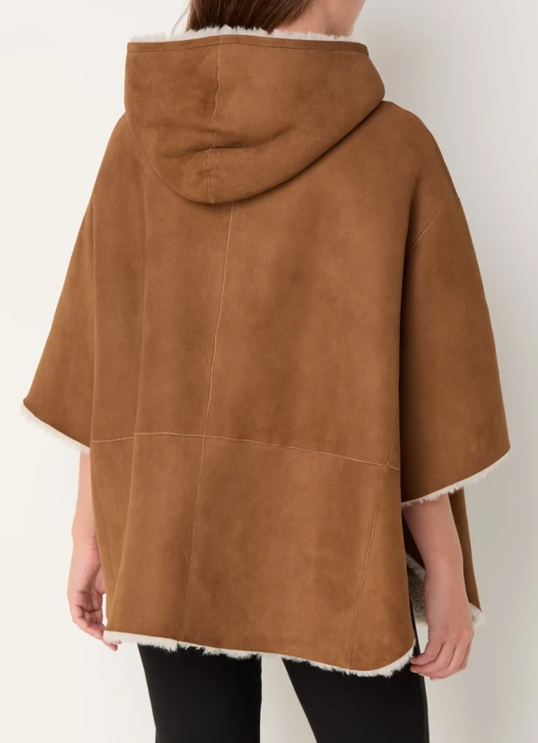 Gerard Darel Loriane vendbar saueskinnsponcho med hette
