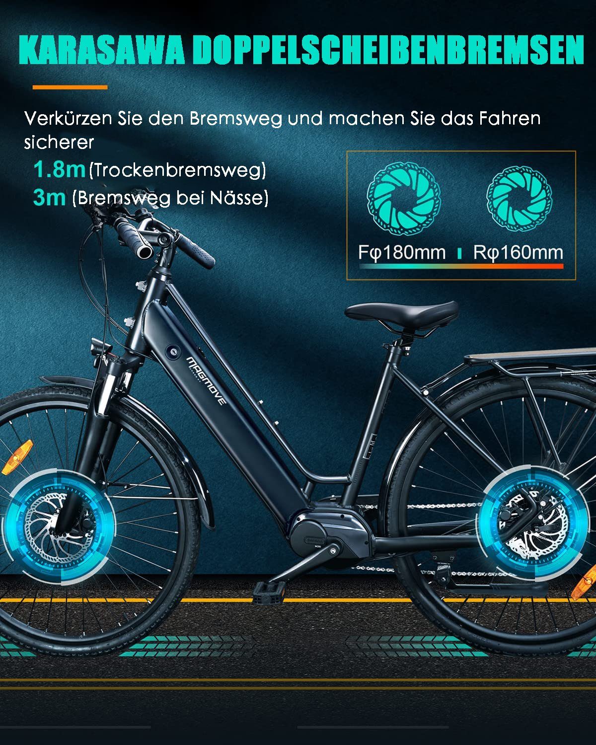 Fangqi E-Bike 28Zoll E-Citybike,SHIMANO 8 Gang,250W Bafang Mittelmotor,13AH AKKU, 8 Gang shimano, Kettenschaltung, Mittelmotor, (Hydraulische Scheibenbremsen vorne und hinten, Federdämpfung vorne, Sitzhöhe einstellbar), Retro-Gepäckträger