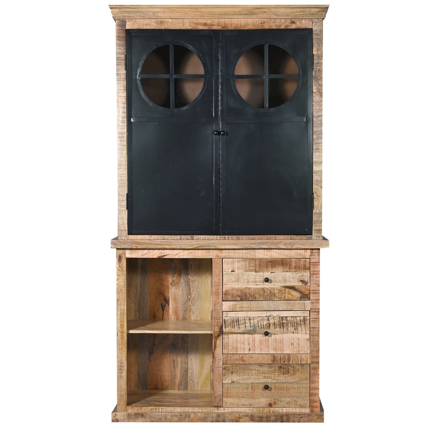 baario Buffet Schrank DEU 110cm Geschirrschrank Massivholz & Eisen Industrial Design