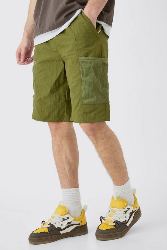 Tall Utility-Shorts mit elastischem Bund und Mesh-Tasche
