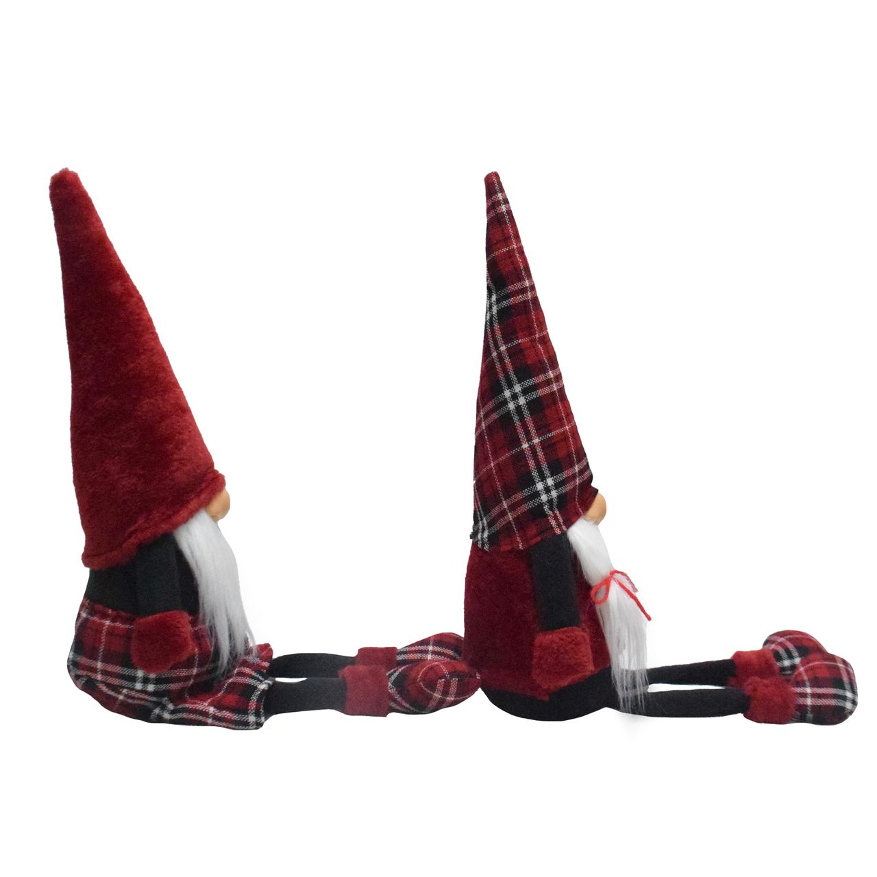 Lemodo Wichtel 2er Set, Weihnachtswichtel als Kantenhocker, Gnome mit karierten Schuhen