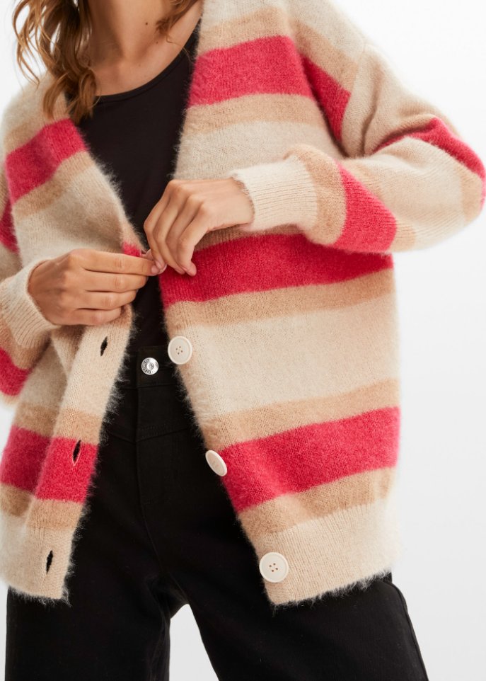 Gestreifte Strickjacke