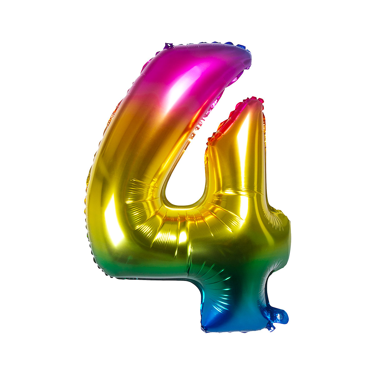 Folienballon Zahl 4 Regenbogen, 86 cm