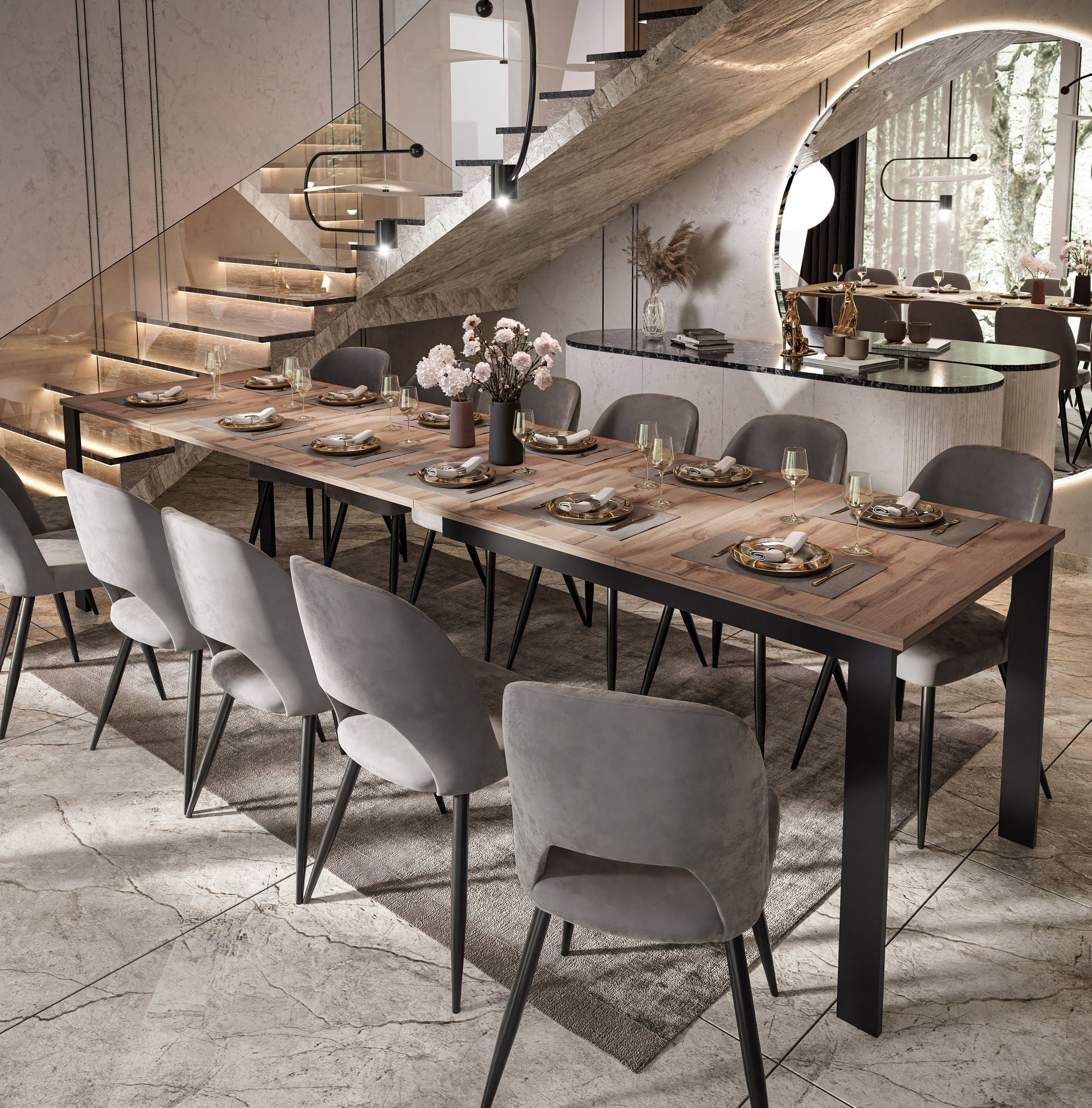 yourhouse24 Esstisch Sort LOFT 125-292 cm Ausziehtisch Modern Tisch Ausziehbar Loft Design