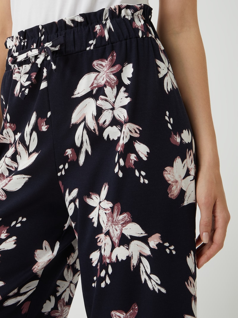 Lounge-Hose mit floralem Muster in marineblau