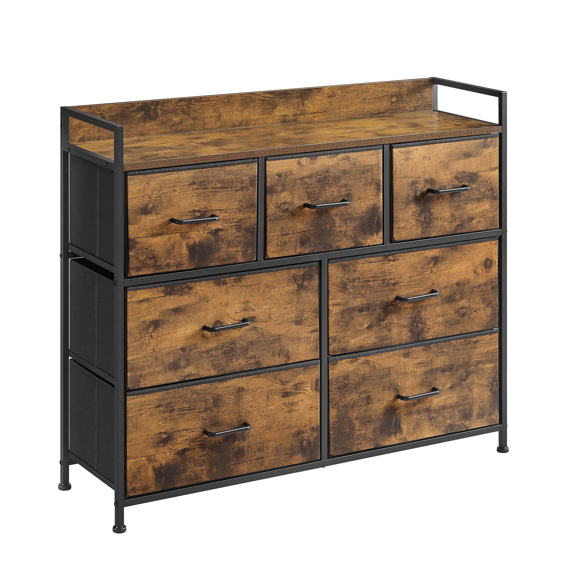 SONGMICS Kommode, 7 Stoffschubladen, Metallgestell, Industrie-Design