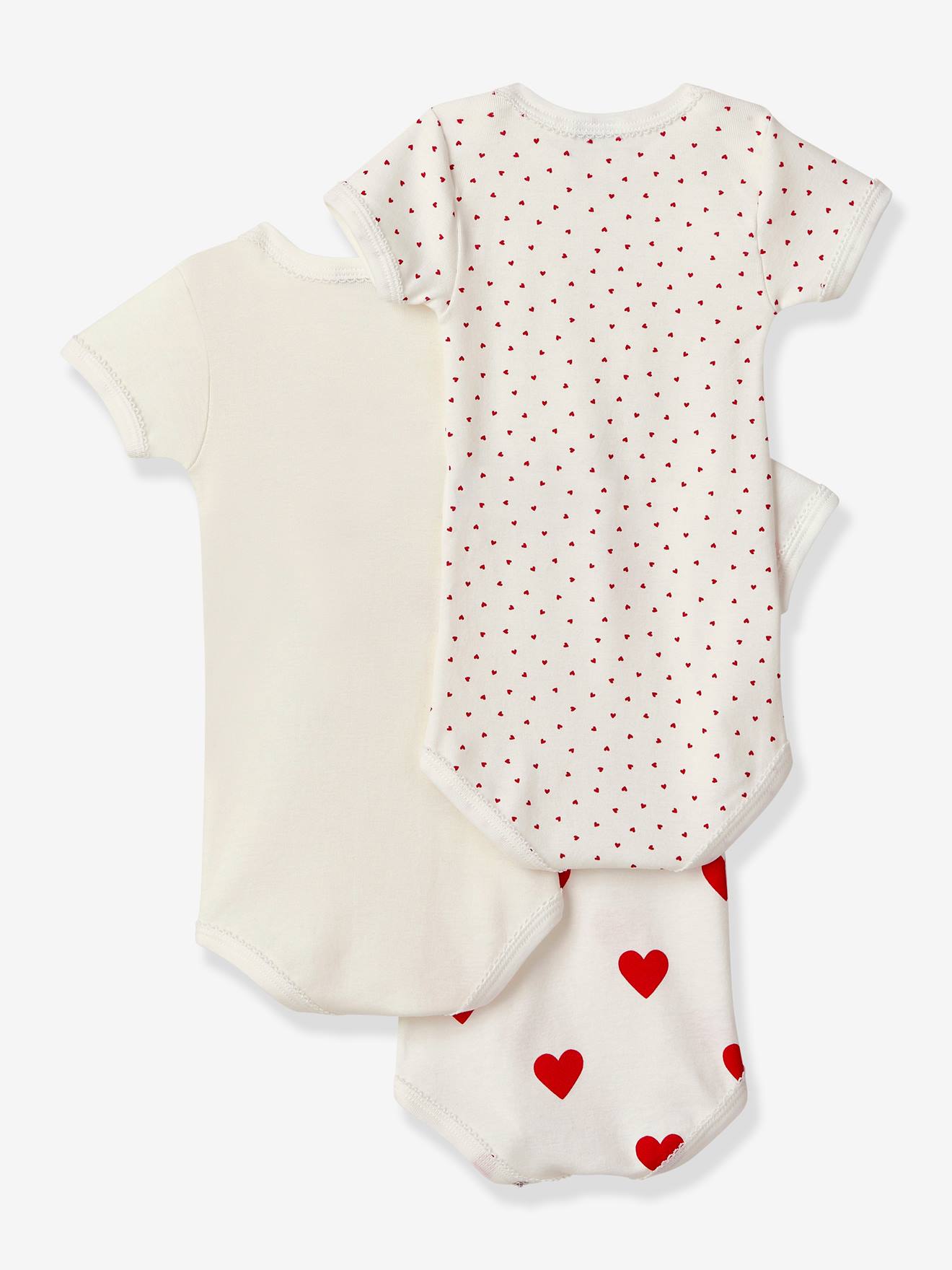 Petit Bateau 3er-Pack Baby Kurzarmbodys PETIT BATEAU, Bio-Baumwolle - weiß