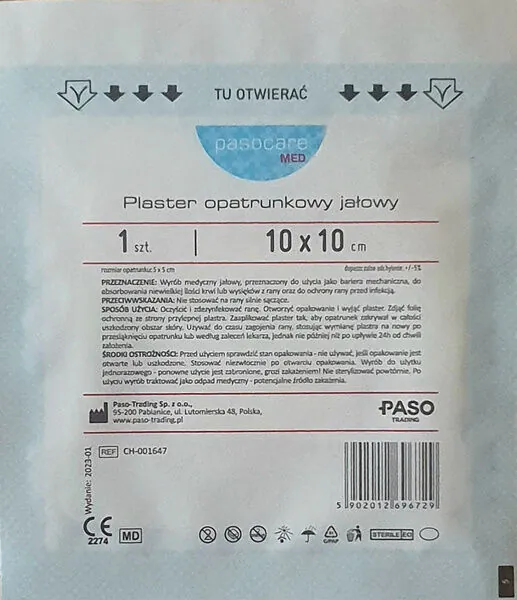 Επίθεμα Pasocare Med με επίδεσμο, αποστειρωμένο, 10 x 10 cm, 1 τεμ.
