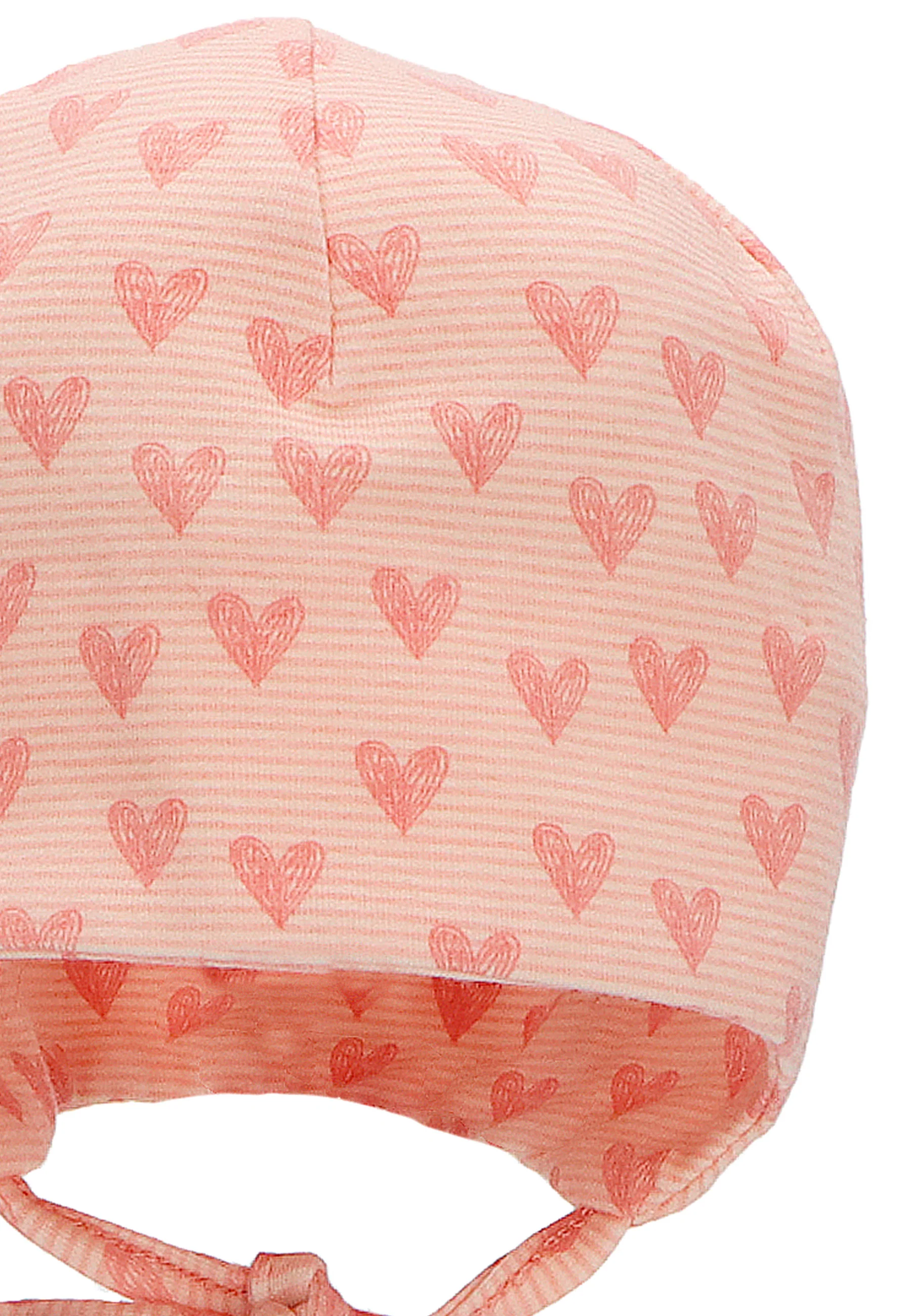 Beanie mit Herzen Print aus Jersey (Bio),Bindeband