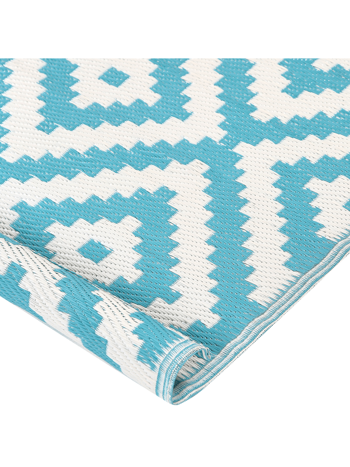 Beliani Outdoorteppich HAPUR in Blau/Weiß - (W) 120 x (H) 0.5 x (L) 180 cm günstig kaufen onesize