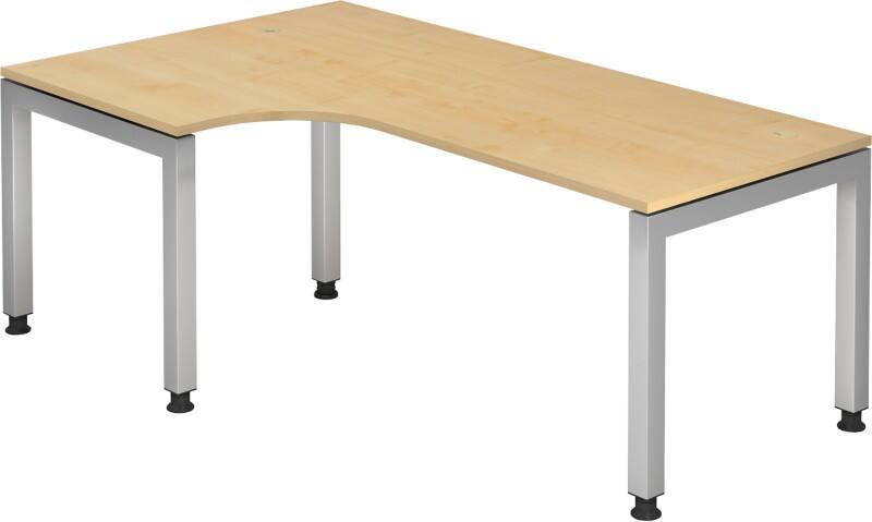Hammerbacher J Serie Eckschreibtisch Halbkreisförmig Ahorn Holz Silber 4 Füße 1.200 x 2.000 x 680 mm