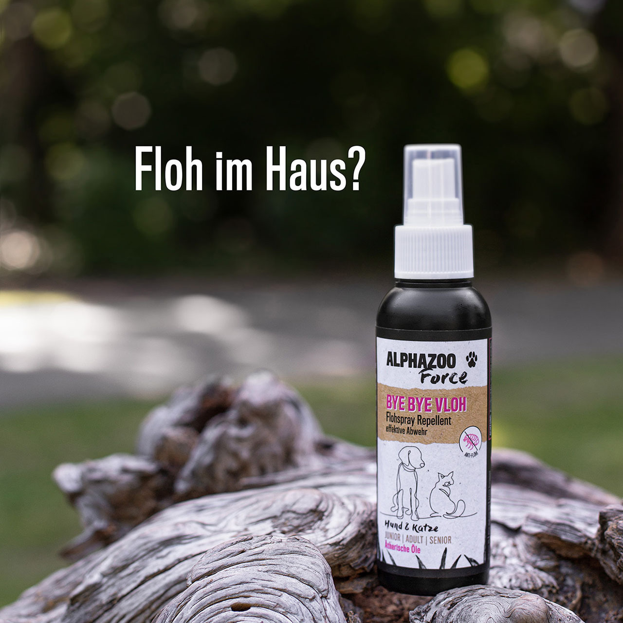 ALPHAZOO Floh- & Zeckenmittel ALPHAZOO Bye-Bye-Vloh 200ml - Flohspray für Hunde, Katzen, Haus- und Hoftiere 500 ml