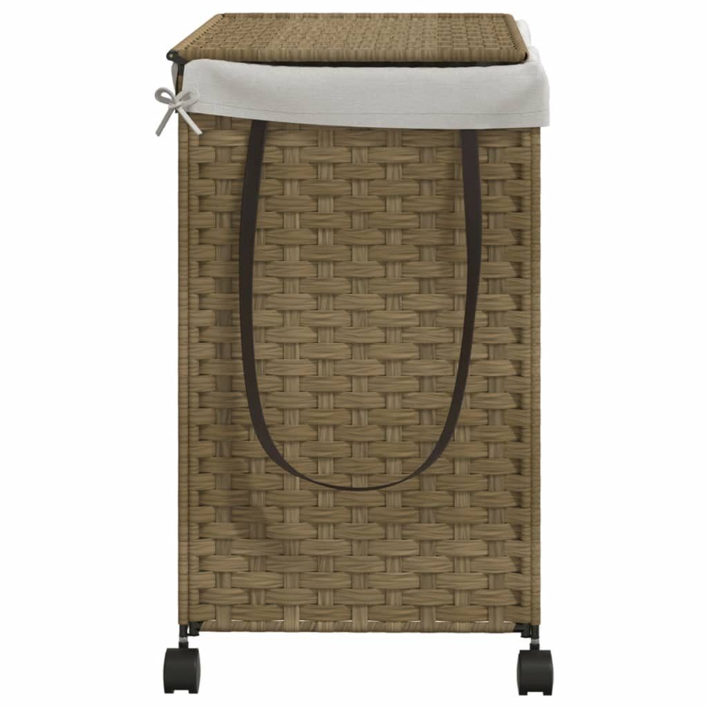 vidaXL Wäschekorb Wäschekorb mit Rollen 60x35x60,5 cm Rattan (1 St)