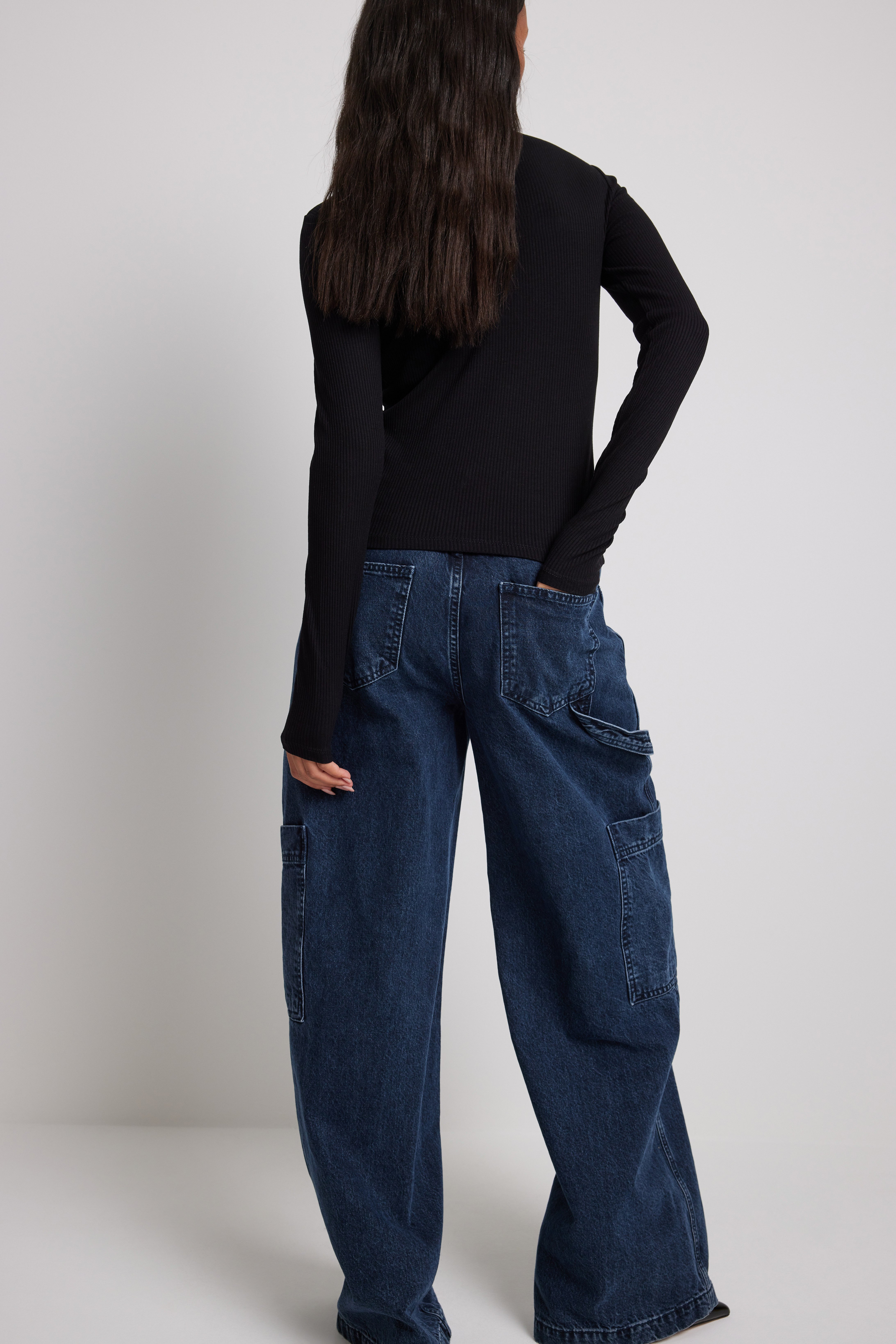 Gerippter Pullover mit langen Ärmeln und Rollkragen