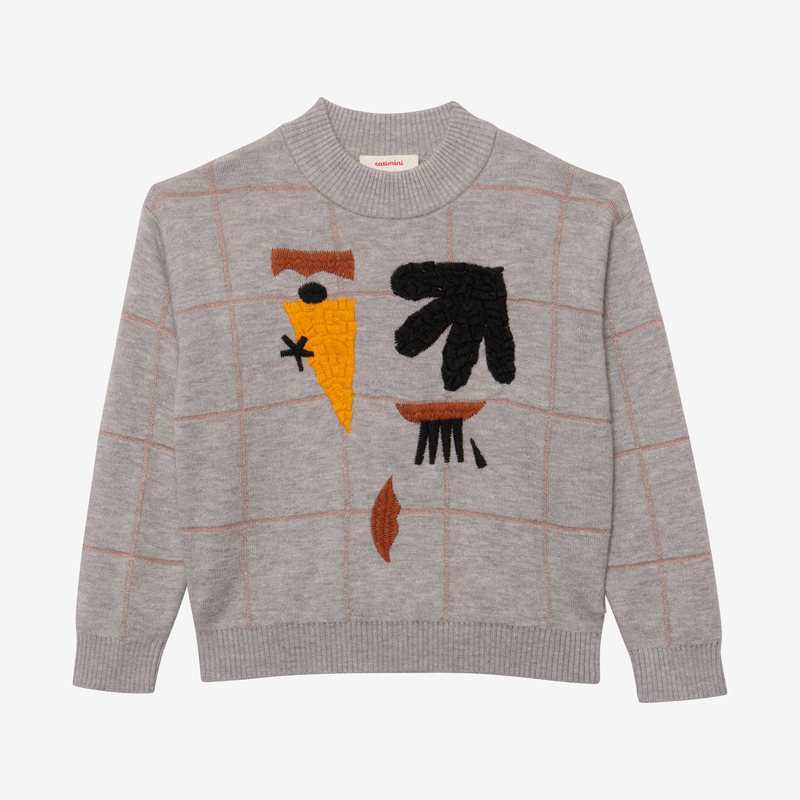 Pull fille carreaux brodé Catimini